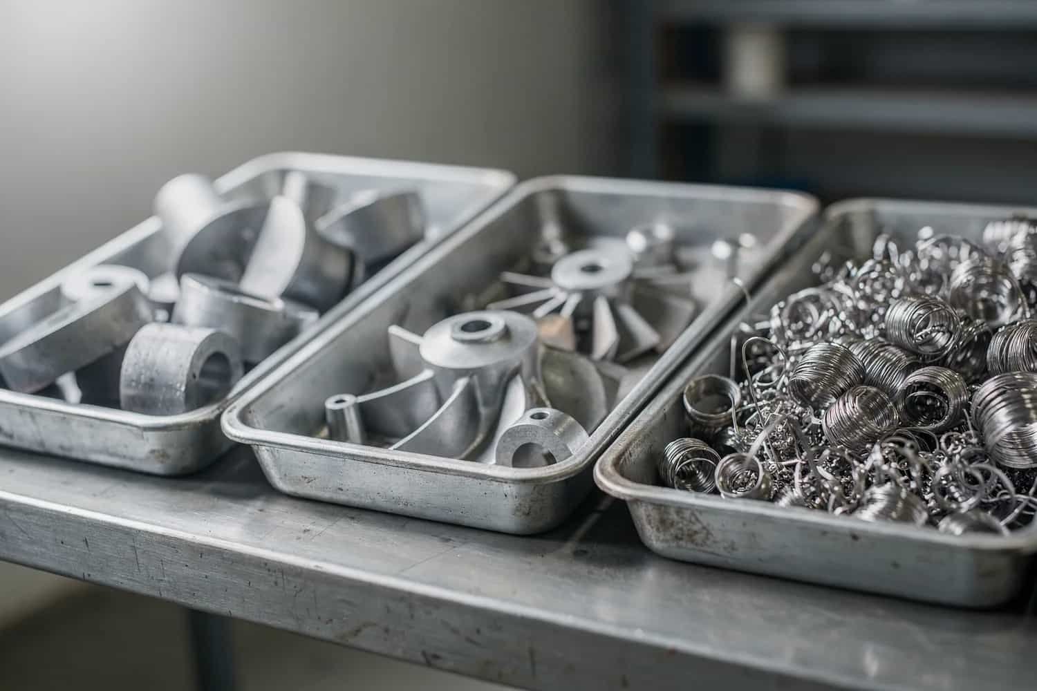 Cobalt alloy scrap forms separated for inspection